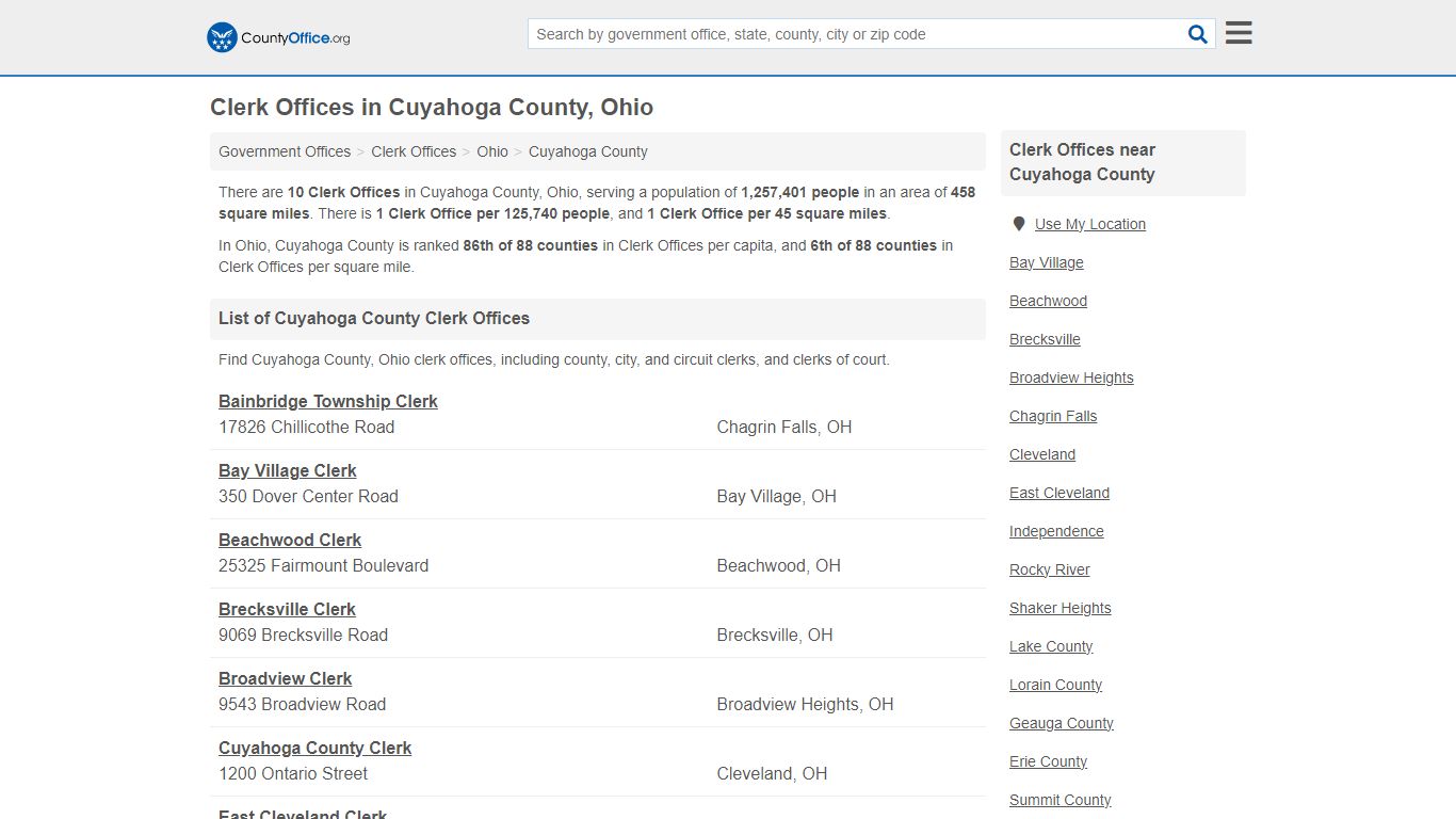 Clerk Offices - Cuyahoga County, OH (County & Court Records)